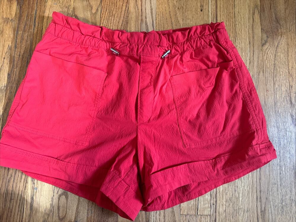 Athleta Trekkie Paper Bag Short Lightweight Elastic Waist Red Size 4
